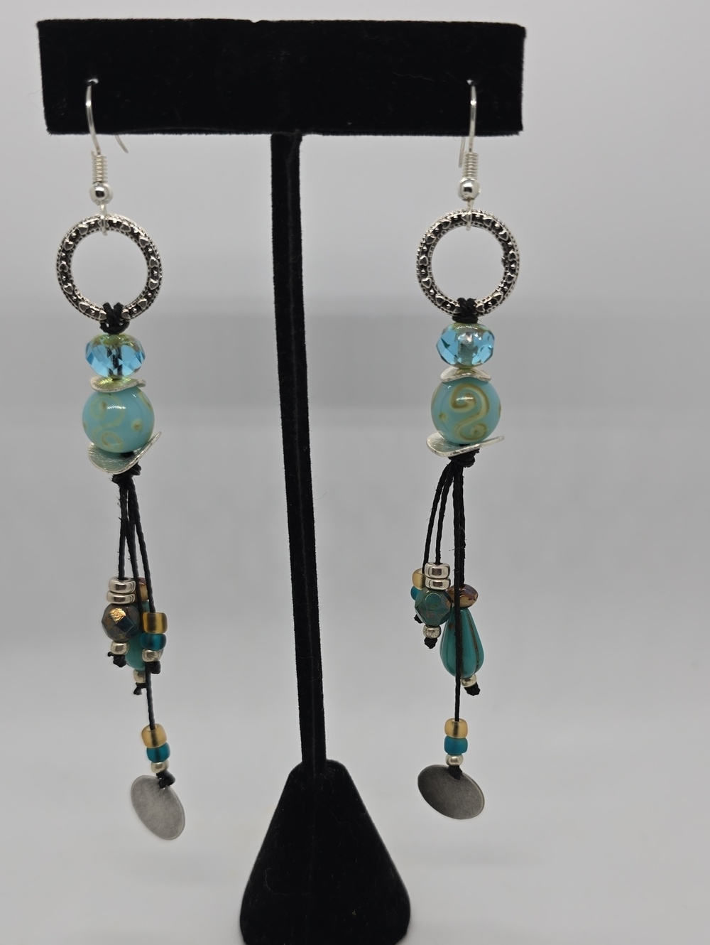 Handcrafted Teal Bead Dangle Earrings - Women Jewelry